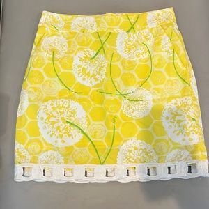 Lilly Pulitzer - Yellow & White Dandelion Print Mini Skirt - SZ:0